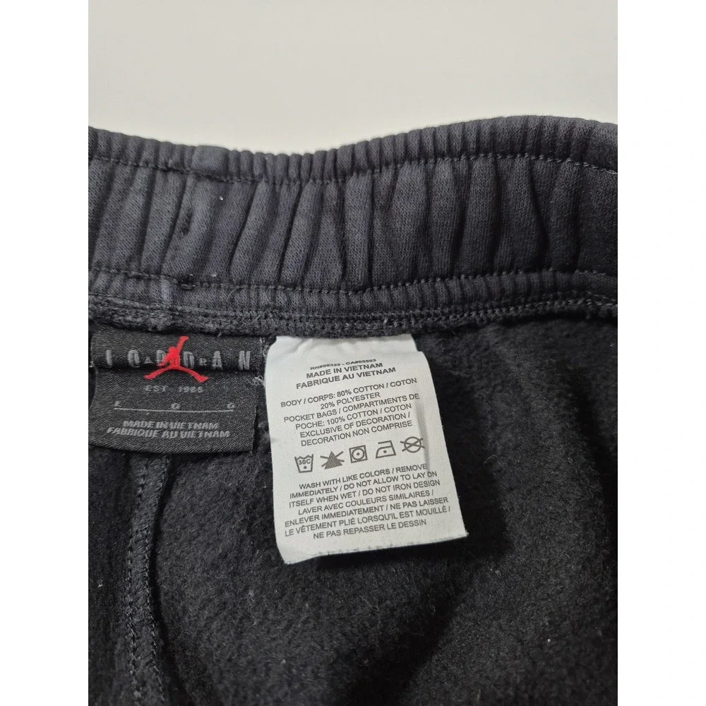Jordan Sweatpants Mens Large Black Fleece Jogger Pants Flight Logo FD7345-011